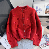 French Chanel Style Bow Round Neck Knitted Cardigan HZ1024
