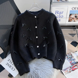French Chanel Style Bow Round Neck Knitted Cardigan HZ1024
