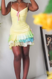 Sheath Homecoming Dresses Spaghetti Straps Birthday Dresses Yellow Party Dresses HZ1024