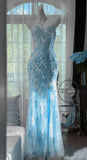 Mermaid Coral Formal Dresses Tulle Sequin Sweetheart Neck Long Prom Dresses Coral Evening Dresses HZ1024