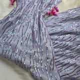 Sheath Purple Formal Dresses V-neck Prom Dresses Chiffon Sequins Open Back Evening Gowns HZ1024