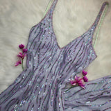 Sheath Purple Formal Dresses V-neck Prom Dresses Chiffon Sequins Open Back Evening Gowns HZ1024