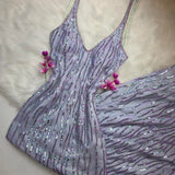Sheath Purple Formal Dresses V-neck Prom Dresses Chiffon Sequins Open Back Evening Gowns HZ1024