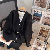 style gentle V-neck loose outer wear knitted cardigan HZ1024