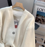style gentle V-neck loose outer wear knitted cardigan HZ1024