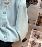 style gentle V-neck loose outer wear knitted cardigan HZ1024