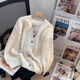 style gentle V-neck loose outer wear knitted cardigan HZ1024
