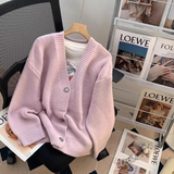 style gentle V-neck loose outer wear knitted cardigan HZ1024