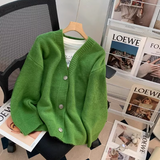 style gentle V-neck loose outer wear knitted cardigan HZ1024