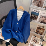 style gentle V-neck loose outer wear knitted cardigan HZ1024