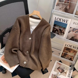 style gentle V-neck loose outer wear knitted cardigan HZ1024