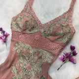 Spaghetti Strap Sheath Short Prom Dresses Chiffon Applique Homecoming Dresses Dusty Pink Formal Dresses HZ1024