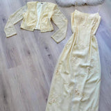 Spaghetti Strap Sheath Long Prom Dresses Chiffon Applique Pale Yellow Formal Dresses HZ1024