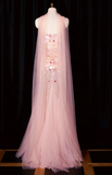 Strapless Mermaid Long Prom Dresses, Beaded Sequin Tulle Evening Gowns Pink Formal Dresses HZ1024