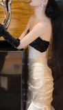Strapless Mermaid Long Prom Dresses , White Evening Dresses HZ1024