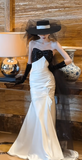 Strapless Mermaid Long Prom Dresses , White Evening Dresses HZ1024