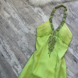 Halter Sheath Short Prom Dresses, Chiffon Green Homecoming Dresses Birthday Dresses HZ1024