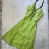 Halter Sheath Short Prom Dresses, Chiffon Green Homecoming Dresses Birthday Dresses HZ1024
