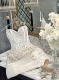 Strapless Bodycon Homecoming Dresses White Short Prom Dresses, Sequined Tulle Birthday Dresses HZ1024