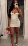 Sweetheart Tight Homecoming Dresses White Short Prom Dresses Birthday Dresses HZ1024