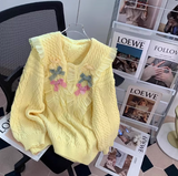 pink baby collar bow round neck pullover sweater HZ1024