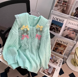 pink baby collar bow round neck pullover sweater HZ1024