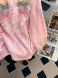 pink baby collar bow round neck pullover sweater HZ1024