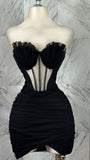 Sweetheart Bodycon Homecoming Dresses Tulle Short Prom Dresses Black Birthday Dresses HZ1024