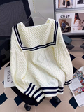 style navy collar sweet sweater HZ1024