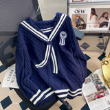 style navy collar sweet sweater HZ1024