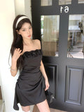 Three-dimensional flower tube top A-line slim dress HZ1024