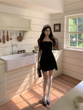 Three-dimensional flower tube top A-line slim dress HZ1024