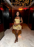 Bodycon Short Prom Dresses Strapless Birthday Dresses Satin Gold Homecoming Dresses HZ1024