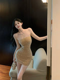 diamond sequined sexy suspender hip skirt HZ1024