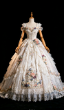 Square Neck Ball Gown Lace Applique Birthday Dresses Applique Prom Dresses Long Lolita Dresses HZ1024
