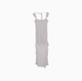 Fit Flying Sleeve Irregular Hem Suspender Mesh Long Dress HZ1024