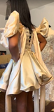 A-Line Birthday Dresses Satin Sweetheart Neck Short Prom Dresses Off-White Homecoming Dresses HZ1024