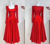 A-Line Formal Dresses Burgundy Birthday Dresses Long Sleeves Guest Dresses HZ1024