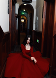 A-Line Formal Dresses Burgundy Birthday Dresses Long Sleeves Guest Dresses HZ1024