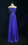 Sheath Royal Blue Formal Dresses Spaghetti Straps Guest Dresses Chiffon Long Prom Dresses HZ1024
