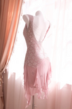 V-neck Sheath Short Prom Dresses Chiffon Beaded Homecoming Dresses Dusty Pink Birthday Dresses HZ1024