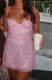 Spaghetti Straps Sheath Short Sheath Prom Dresses Pink Birthday Dresses Tulle Rhinestone Sparkly Homecoming Dresses HZ1024