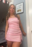 Strapless Tight Short Prom Dresses Pink Birthday Dresses Sequins Sparkly Homecoming Dresses HZ1024