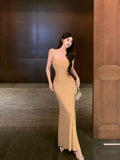 diamond sequin sexy suspender-covering long skirt HZ1024