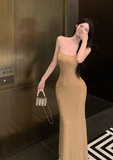 diamond sequin sexy suspender-covering long skirt HZ1024