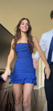 Strapless Short Prom Dresses Blue Birthday Dresses Satin Ruffle Tight Homecoming Dresses HZ1024