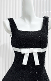 Square Neck A-Line Short Prom Dresses Black Birthday Dresses Sequin Homecoming Dresses HZ1024