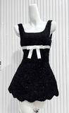 Square Neck A-Line Short Prom Dresses Black Birthday Dresses Sequin Homecoming Dresses HZ1024