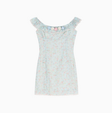 tea break gentle floral small flying sleeve square neck dress HZ1024