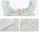tea break gentle floral small flying sleeve square neck dress HZ1024